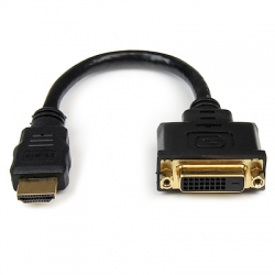 STARTECH 0.2M HDMI TO DVI-D ADAPTER, M TO F, BLACK, LTW (HDDVIMF8IN)