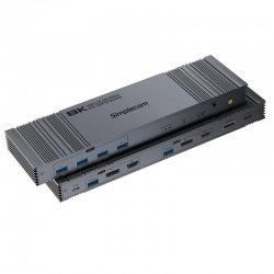Simplecom KM490 HDMI and DisplayPort Dual Monitor KVM Switch for 2 Computers with 4-Port USB 3.0 Hub 5Gbps 8K@60Hz KM490