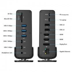 Simplecom CHT815 15-in-1 USB-C 4K Triple Display MST Docking Station with Dual HDMI DP CHT815