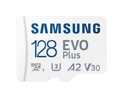 SAMSUNG (EVO PLUS) 128GB MICRO SD CARD, w/ADAPTER, CL10, UP TO 130R MB/s, 10YR WTY MB-MC128KA/APC