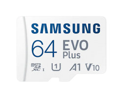 SAMSUNG (EVO PLUS) 64GB MICRO SD CARD, w/ADAPTER, CL10, UP TO 130R MB/s, 10YR WTY MB-MC64KA/APC
