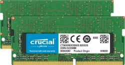 Crucial DDR4 64GB KIT (2X32GB) 3200Mhz (PC-21300) 1.2V CL19 SR x8 Unbuffered Non-ECC SODIMM 260pin [CT2K32G4SFD832A]