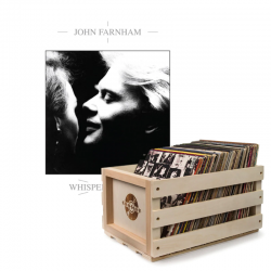 Crosley Record Storage Crate & John Farnham Whispering Jack Vinyl Album Bundle (SM-19075874841-B)