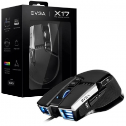EVGA X17 Gaming Mouse, Wired, Black, Customizable, 16,000 DPI, 5 Profiles, 10 Buttons (903-W1-17BK-K3)