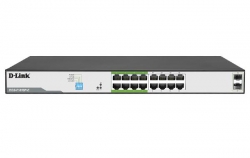 D-link 18-Port Gigabit PoE Switch with 16 PoE+ Ports (8 Long Reach 250m) and 2 SFP Uplinks DGS-F1018P-E