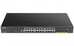 D-Link 28-Port Gigabit Smart Managed PoE Switch with 24 RJ45 and 4 SFP+ 10G Ports (DGS-1250-28XMP)