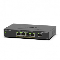 NETGEAR 5-PORT POE GbE PLUS SWITCH, POE+ (4)120W, DESK/WALL, 5Y GS305EPP-100AUS