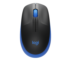 Logitech M190 Full-size Mouse - USB - Optical - 3 Button(s) - Blue - Wireless - 1000 dpi - Scroll Wheel - Symmetrical 910-005914