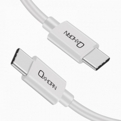 OxhornUSB Type C To Type C Charging Cabole 1M 5A (100W) 480 Mbps E-Marker Ic Chip White CB-U31-C100