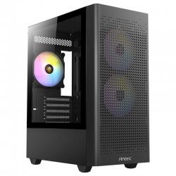 Antec NX500M ARGBMini-Tower Case: NX500M ARGB - Black3x 120mm ARGB Fans, 1x USB 3.0, 1x USB Type-C, 2x USB 2.0, Tempered Glass Side Panel, Supports: mATX, mini-ITX