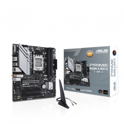 Asus PRIME B650M-A WIFI II-CSMB650 m-ATX Motherboard: AM5 Socket For AMD Ryzen 7000/8000/9000 Series Processors4x DDR5, 4x SATA 6Gb/s, 1x M.2 Gen4, 1x M.2 Gen5, USB 3.2, 2.5GbE LAN, WiFi 6 + Bluetooth 5.2, Realtek 7.1 Audio, HDMI/DP/VGA