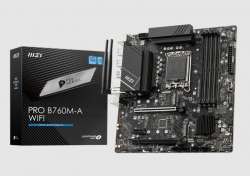MSI PRO B760M-A WIFIB760 m-ATX Motherboard: 1700 Socket For Intel 14th/13th/12th Gen. Processors4x DDR5, 4x SATA 6Gb/s, PCIe 4.0, 2x M.2 Gen4, USB 3.2, 2.5GbE LAN, Wi-Fi 6E + Bluetooth 5.3, Realtek ALC897 Audio, 2xHDMI/2xDP