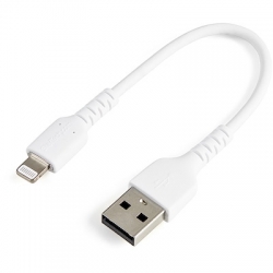 Startech 6 inch (15cm) Durable White USB-A to Lightning Cable - Heavy Duty Rugged Aramid Fiber RUSBLTMM15CMW