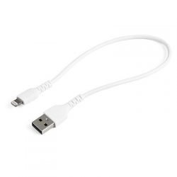 Startech 12inch (30cm) Durable White USB-A to Lightning Cable - Heavy Duty Rugged Aramid Fiber RUSBLTMM30CMW