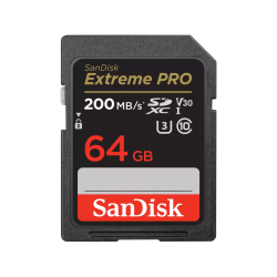 SanDisk Extreme Pro SDXC, SDXXU 64GB, V30, U3, C10, UHS-I, 200MB/s R, 90MB/s W, 4x6, Lifetime Limited SDSDXXU-064G-GN4IN