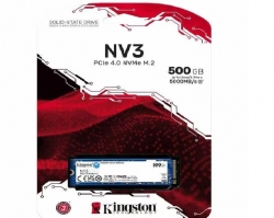 Kingston SNV3S/500GNV3 PCIe 4.0, 500G, M.2 2280, NVMe SSD, Read 5000 MB/s, Write 3000 MB/s, 3 Year Limited Warranty