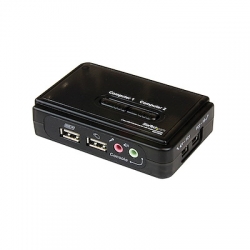 STARTECH.COM 2 PORT VGA KVM SWITCH, USB-A, AUDIO, 2IN1 VGA USB CABLE INCLUDED, HOTKEY, 2YR SV211KUSB