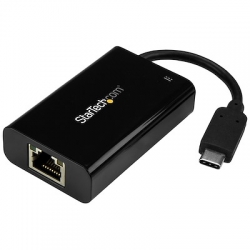 STARTECH.COM USB-C TO GIGABIT ETHERNET ADAPTER, TB3 COMPATIBLE, USB-C PD, BLACK, 2YR (US1GC30PD)