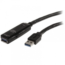 STARTECH.COM 5M USB3.0 ACTIVE EXTENSION CABLE, M TO F, LED, BLACK, 2YR USB3AAEXT5M
