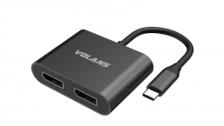 VOLANS VL-UC2DP-SAluminium 4K USB-C to Dual DisplayPort Adapter with MST Dual Monitor
