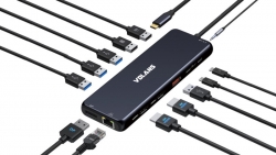 VOLANS Aluminum 13-in-1 Triple Display USB Type-C Hub with 100W PD Docking Station VL-UCH2P