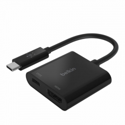 BELKIN ADAPTER USB-C TO HDMI (SUPPORT 4K) AND USB-C PD, 60W PASS THRU, 2YR WTY AVC002BTBK