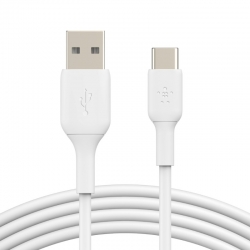 Belkin BOOST CHARGE USB-C to USB-A Cable (2m / 6.6ft, White) - Durability tested to survive 8K+ bends CAB001bt2MWH