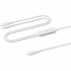 Belkin BoostCharge Pro CAC004 1.52 M USB-C Data Transfer Cable - Cable For Notebook, MacBook Pro, IPad Air, IPad Mini, IPad Pro, IPhone - First End: 1 X USB 2.0 Type C - Male - Second End: 2 X USB 2.0 Type C - Male - 480 Mbit/s - White CAC004FQ1.5MWH