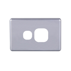 4C | Classic Single Power Point Polycarbonate Cover Plate - Silver Colour 040.000.0048