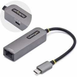 StarTech.com 2.5GbE USB-C To Ethernet Adapter, 100W Pd Pass-Through, Nbase-T Nic, USB 3.0 Type-C 2.5/1G Multi Speed Network, USB 3.1 RJ45 - 2.5GbE USB-C To Ethernet Adapter Securely Connect To Networks Over CAT5e/RJ45/LAN; 100W Pd Pass-Through; Nbase-T N