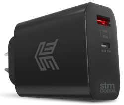 Stm 65W Dual Port (USB-C & USB-A) Power Adapter (Aunz) - Black *** Soh Only *** STM-931-381Z-02