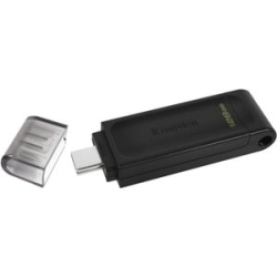 Kingston DataTraveler 70 DT70 128 Gb USB 3.2 (Gen 1) Type C Flash Drive - Black DT70/128GB