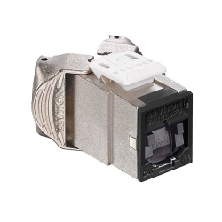 Leviton - Atlas-X1 Cat 6A Shielded Jack With Shutter Tool Free - Black LE-6ASJK-SE6