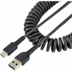 StarTech.com 20in (50cm) USB A To C Charging Cable, Coiled Heavy Duty USB 2.0 A To Type-C, Durable Fast Charge & Sync Usb-c Cable, Black - Cable For Mobile Device, IPad Pro, IPad Mini - First End: 1 X USB 2.0 Type A - Male - Second End: 1 X 24-pin USB 2.