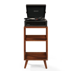 Crosley Voyager Bluetooth Portable Turntable + Crosley Asheville Stand Bundle - Black CR8017BMS-BK4