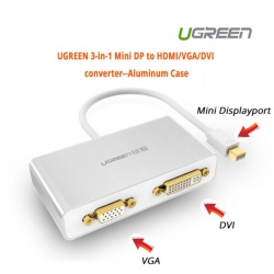 Ugreen 3-in-1 Mini Displayport To Hdmi&vga&dvi Converter--white Acbugn10438