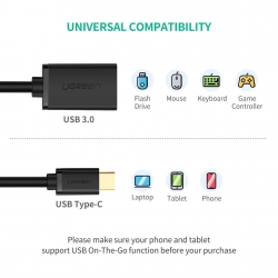 Ugreen Usb Type-c Male To Usb 3.0 Type A Female Otg Cable 15cm - Black 30701 Acbugn30701