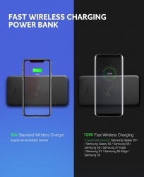 Ugreen 10000mah Power Bank With 10w Qi Wireless Charging Pad - Black 50578 Acbugn50578