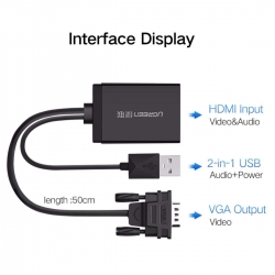 UGREEN VGA to HDMI Converter BLACK 60814 Acbugn60814