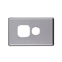 4C | Elegant Single Gpo Power Point Aluminium Cover Plate Horizontal - Silver Matt 040.0.0108