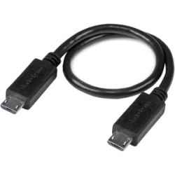 StarTech.com 8in USB Otg Cable - Micro USB To Micro USB - M/M - USB Otg Adapter - 8 Inch - Cable For Tablet, Smartphone, External Hard Drive - First End: 1 X USB 2.0 Type B - Male - Second End: 1 X USB 2.0 Type B - Male - 28 Awg - Black UUUSBOTG8IN