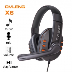 Ovleng X6 Wired Stereo Headphone With Microphone For Computer Games Orange Ahsovlx6org