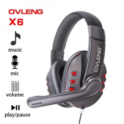 Ovleng X6 Wired Stereo Headphone With Microphone For Computer Games Ahsovlx6red