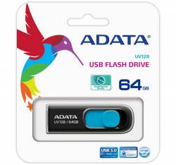 Adata Dashdrive Uv128 64gb Usb3.0 Flash Drive Blue Auv128-64g-rbe