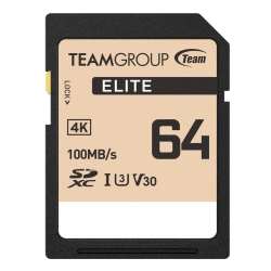 Team Group Elite 64GB Sdxc Uhs-I U3 V30 Memory Card TESDXC64GIV3069