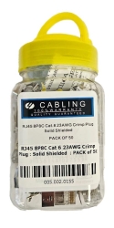 RJ45 CAT6 Solid 8P8C 23AWG Shielded Crimp Plug | 50 Pack 005.002.0155