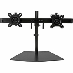 StarTech.com Dual Monitor Stand, Horizontal, For Up To 24" (17.6lb/8kg) Vesa Monitors, Black, Adjustable Monitor Stand, Steel & Aluminum - Up To 61 Cm (24") Screen Support - 16 Kg Load Capacity - 40.9 Cm Height X 95 Cm Width - Tabletop - Aluminium - Blac