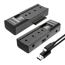 Simplecom SA536 USB To M.2 And Sata 2-In-1 Adapter For 2.5"/3.5" Hdd & NVMe/SATA M.2 SSD With Power Supply USB 3.2 Gen2 10Gbps SA536