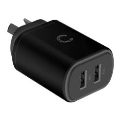 Cygnett PowerPlus 12W Dual Port Wall Charger - Black (CY3672PDWLCH), 2x Usb-a (12W), Lightweight & Compact Design, Charge 2x Devices, 2 Years Warranty CY3672PDWLCH
