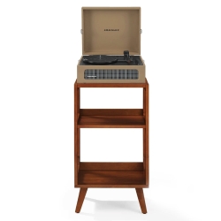 Crosley Voyager Bluetooth Portable Turntable + Crosley Asheville Stand Bundle- Tan CR8017BMS-TA4